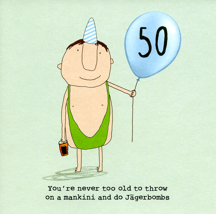 Mankini 50th Birthday Card - Green Ginger